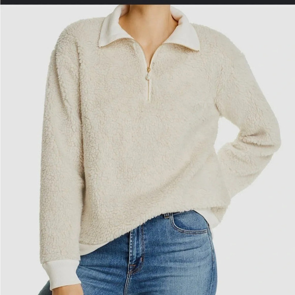 DONNI CREAM QUARTER ZIP SHERPA - Picture 1 of 8